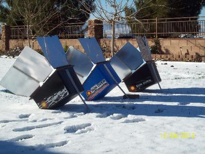 Solar Cooking in winter with three Sun Ovens