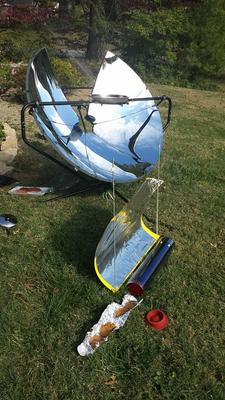 SolSource parabolic and my little evacuated tube cooker.