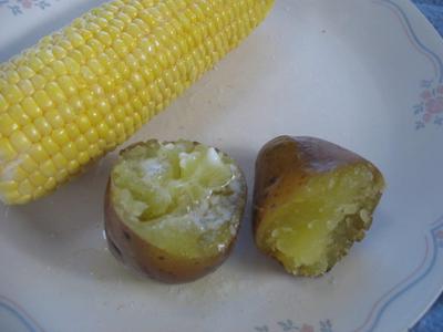 Finished corn and potatoes