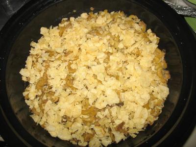 Hot Pot Tuna Casserole with potato chips