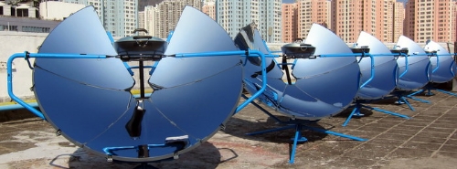 Array of SolSource Parabolic Cookers